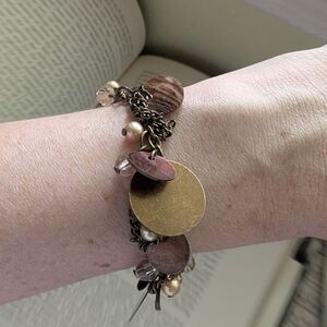 Elegant Gold and Brown Charm Bracelet